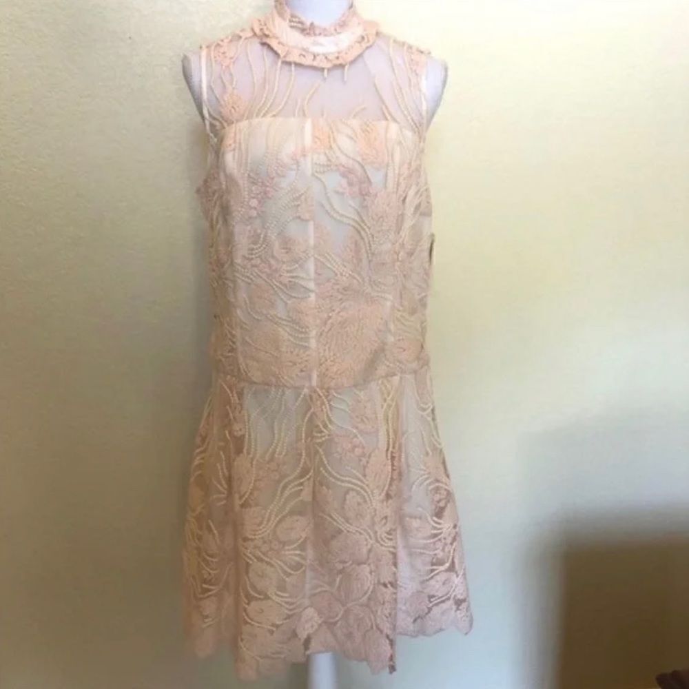 Nanette Lepore Bella Donna embroidery illusion neckline Balletcore minidress - Picture 5 of 16